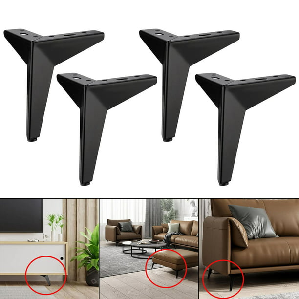Patas de metal negro para muebles de 8, 7, 5, 6 pulgadas, patas de mesa de  gabinete de café, patas de mesa con almohadillas de goma, accesorios de