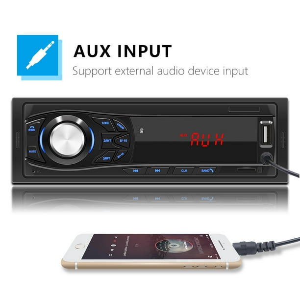 Auto Radio FM Bluetooth Radio Para Auto Carro Control USB RCA LED - Promart