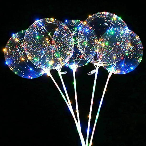 HelegeSONG Paquete de 4 globos LED BoBo con palo, globos