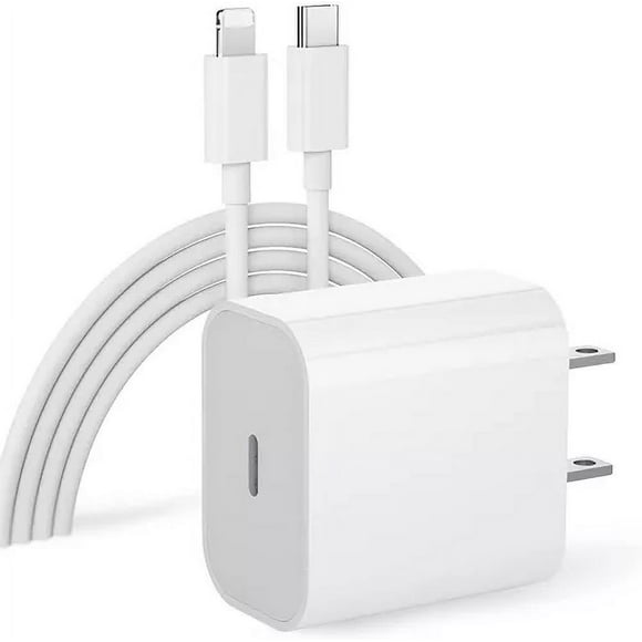 cargador 20w carga rápida para iphone tipo c cable y adaptador tipo c color blanco apple