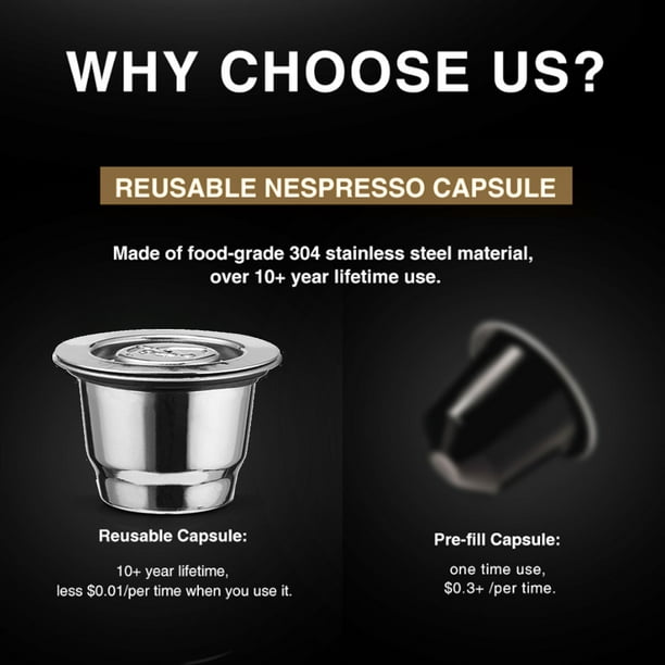 Set 5 cápsulas recargables para Nespresso + accesorios