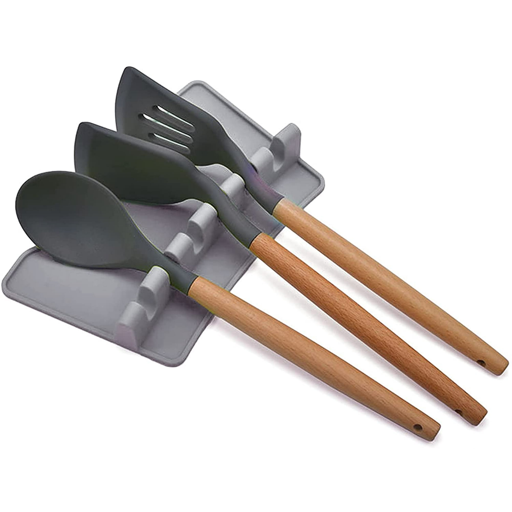 Reposa cucharas, 2 en 1 resto de utensilios de silicona con almohadilla de  goteo para múltiples