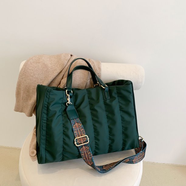 Bolso de mano acolchado para mujer, con asa superior grande, bolso cruzado  de cuero casual, bolso de hombro para mujer