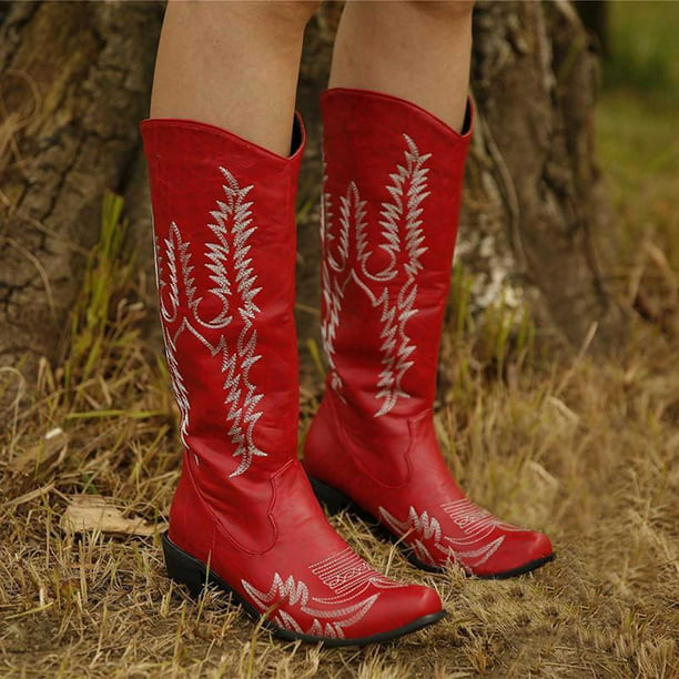Botas de montar bordadas la moda para mujer, botas informales de tacón medio, botas tub sdhk232 | Walmart en línea
