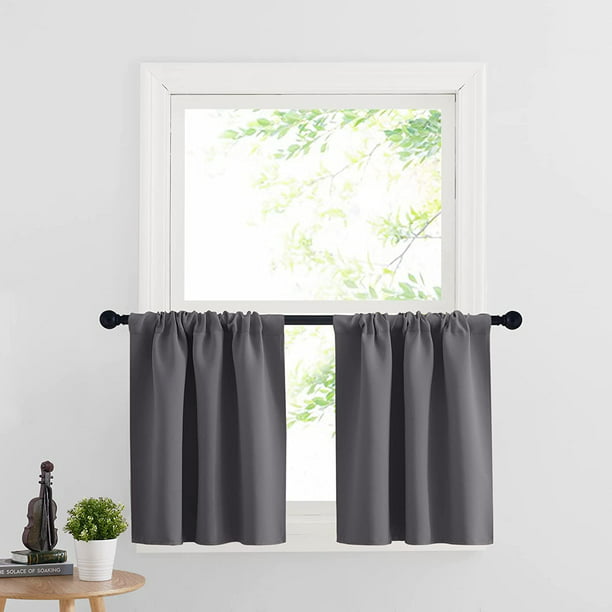 Cortinas cortas grises para dormitorio, cortinas de privacidad para ve -  Default Title - VIRTUAL MUEBLES