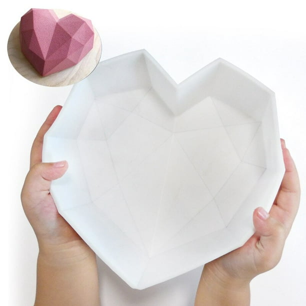 Molde de silicona en forma de corazón para repostería, molde de corazón de  diamante 3D para repostería, Mousse, Chocolate