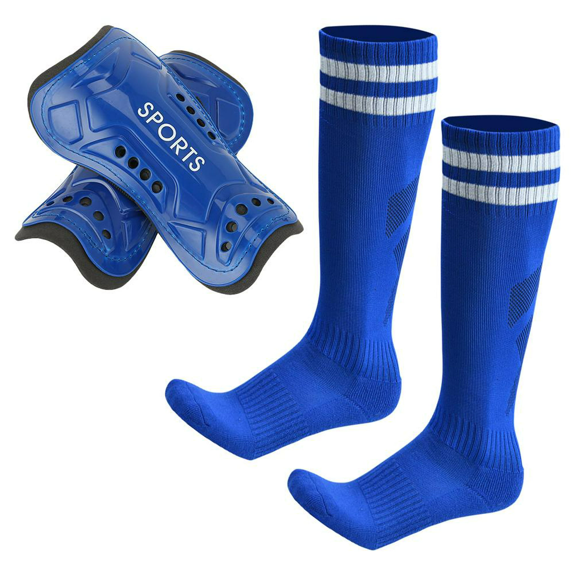 3 pares de espinilleras de fútbol juvenil, resistentes a los impactos, 3  pares de calcetines largos de fútbol, espinilleras flexibles para niños de  6