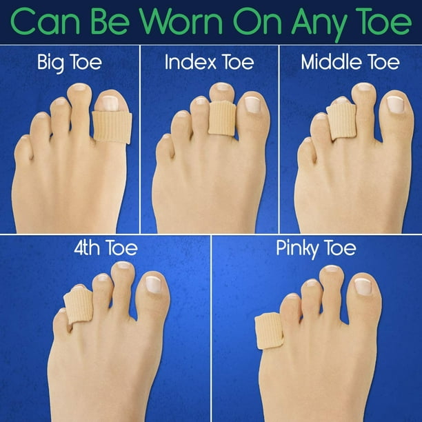  5 protectores de dedos de gel, tapas de tela y silicona,  manguitos para los dedos de los pies para artritis, dedos de martillo,  ampolla de maíz, fricción y frotamiento (tamaño L) 