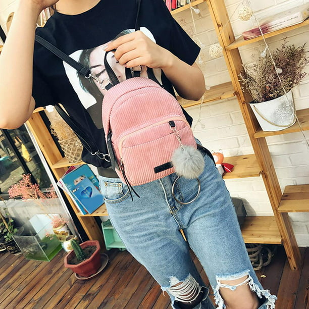 Bolsa Mini mochila para niña, de hombro de terciopelo para invierno con  bola de piel para mujer (rosa) Ehuebsd Para Estrenar