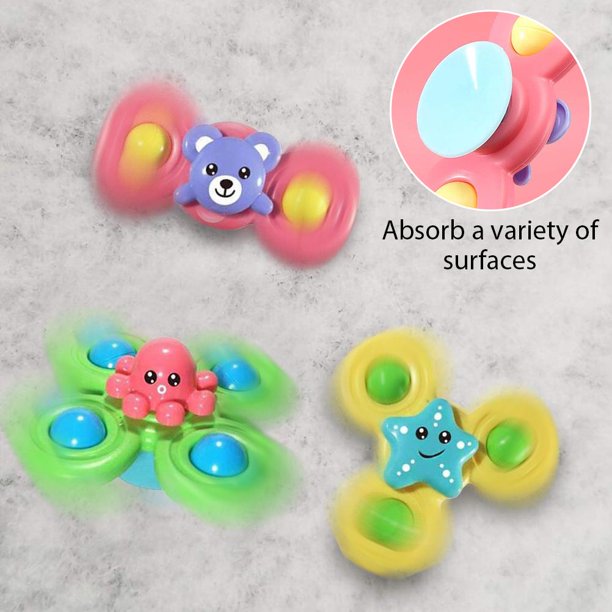 3 Pack Baby Sucker Spinning Top Juguete Fidget Spinner Bath Juguete con  ventosa giratoria