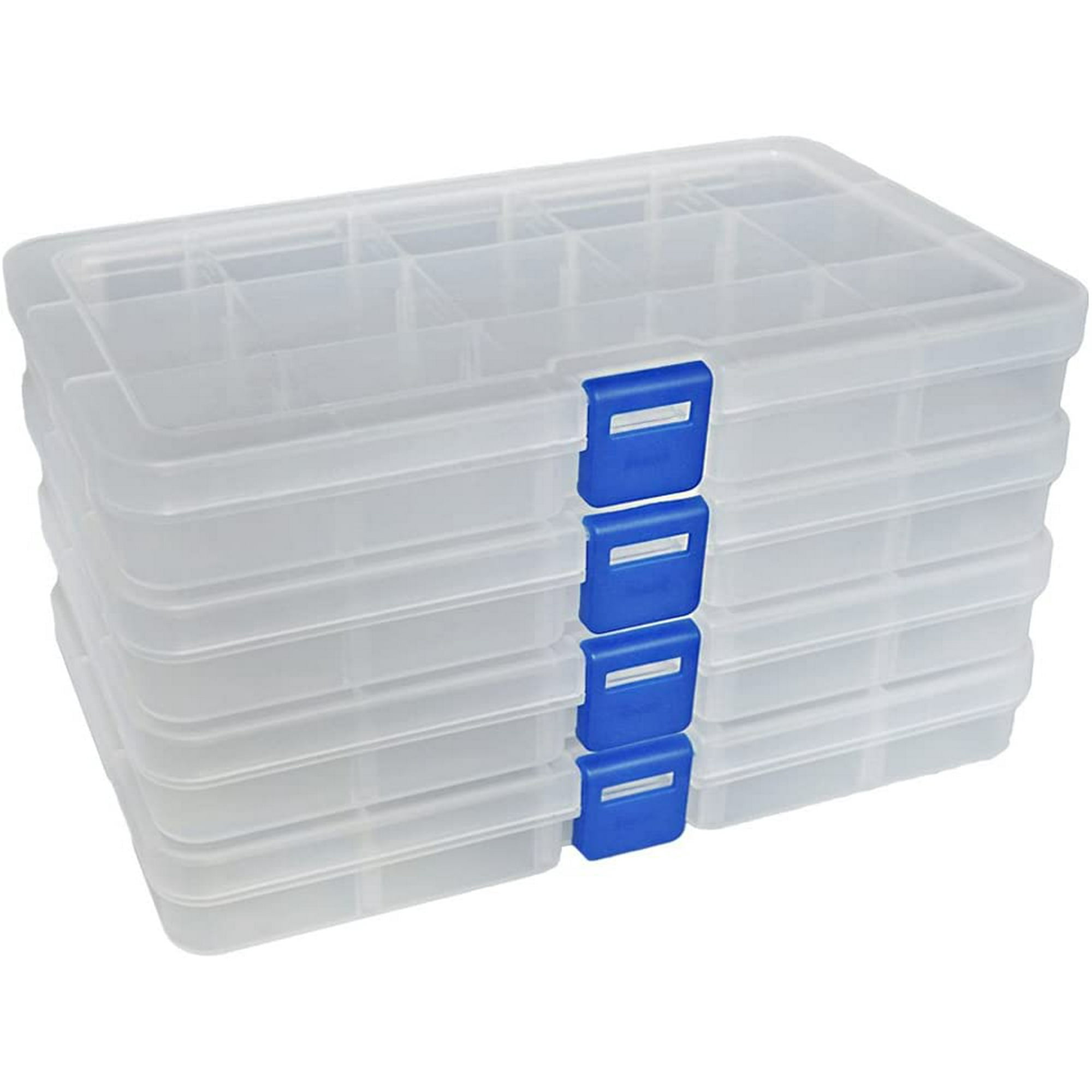 Paquete de 3 cajas de herramientas de doble cara, organizador de  almacenamiento de piezas pequeñas, contenedor portátil de plástico para  aparejos con