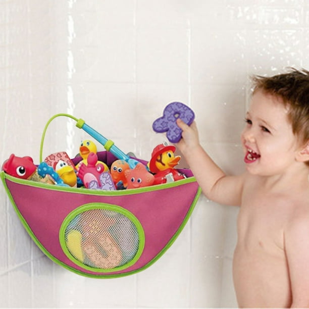 Organizador de juguetes para el baño, tanto ventosas como pegatinas para  colgar, red de almacenamiento para soporte de juguetes para la bañera, bolsa  esquinera para carrito de ducha para niños