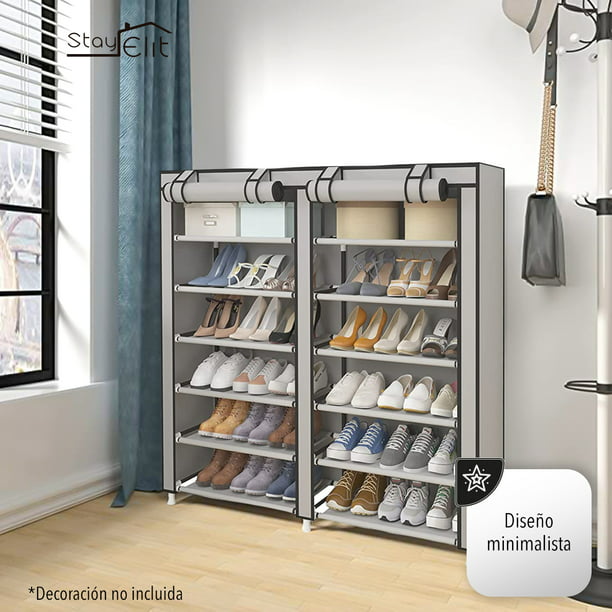Closet Zapatera Minimalista Armario Organizador Multifuncional Armable Stay  Elit Almacenamiento para Zapatos 36 pares (Gris, 6 niveles)
