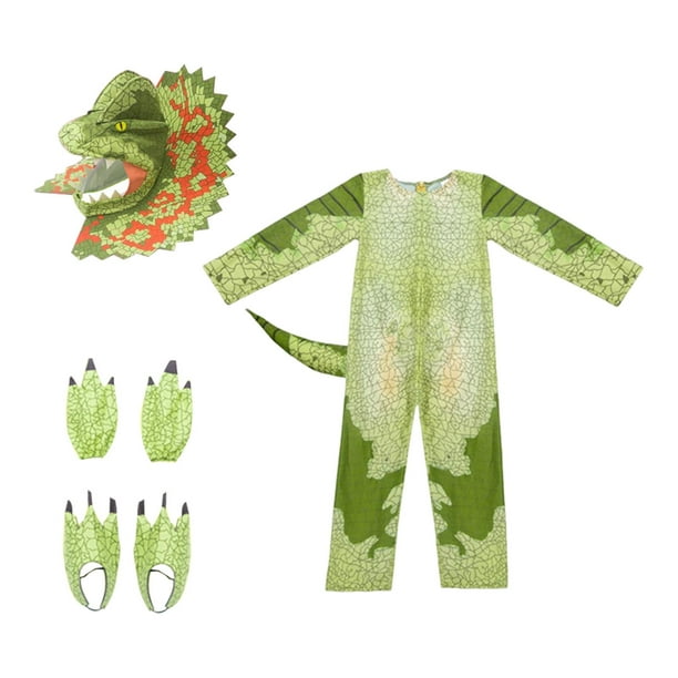 Traje de disfraz de triceratops, mono de dinosaurio verde, disfraz