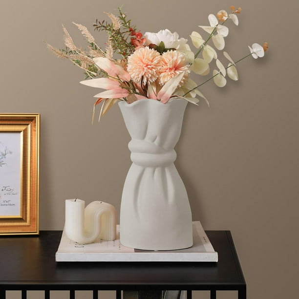 Jarrón de cerámica moderno, floral, jarrones decorativos minimalistas de  escritorio, arreglo floral para sala de , hogar, , , blanco perfecl  floreros decorativos