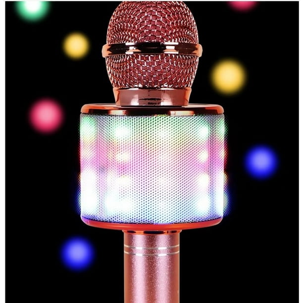 Micrófono inalámbrico Bluetooth con luz led Fiesta familiar Fiesta de  cumpleaños Micrófono Canto