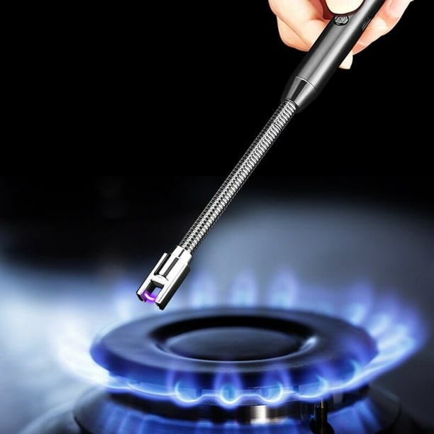 Encendedor de gas Encendedor de cocina Encendedor de velas Encendedor largo  recargable Encendedor de antorcha a prueba de viento con llama 360o Cuello  flexible Encendedor de carbón para barbacoa Estufa de gas