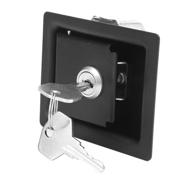 Pomo de puerta exterior con cerradura Cerradura de puerta de acero  inoxidable con anillo de tirador para gabinete cajón, puerta de armario  (negro)