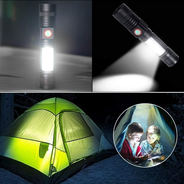 Linterna LED Linterna USB recargable Potente lámpara militar COB