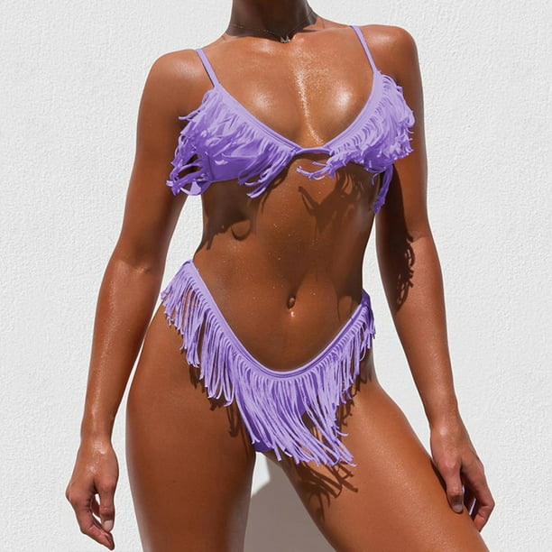 Set piezas traje de baño brasileño traje baño playa Tankini Morado L Traje de bikini de mujer | Walmart línea