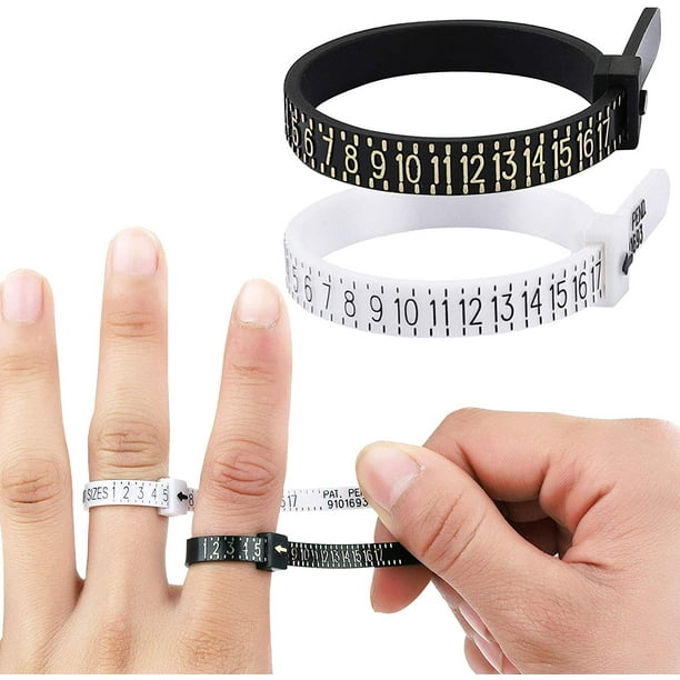 Juego de medidores de anillos de 2 piezas, medición de joyas Medidor de  dedos de plástico Medidor de anillos Cinturón de herramientas de medición  para
