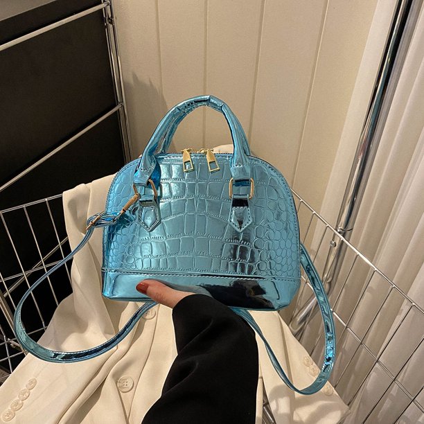 Bolso De Concha Con Patrón De Cocodrilo Para Mujeres, Bolso