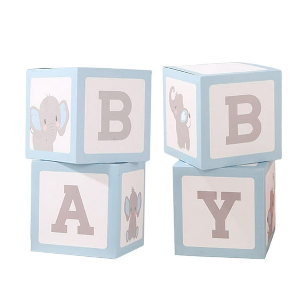 4 cajas para bebé con letras, decoraciones shower, bloques de cajas de  globos reutilizables para fiestas de Navidad, suministros para Azul BLESIY  Cajas de Globos