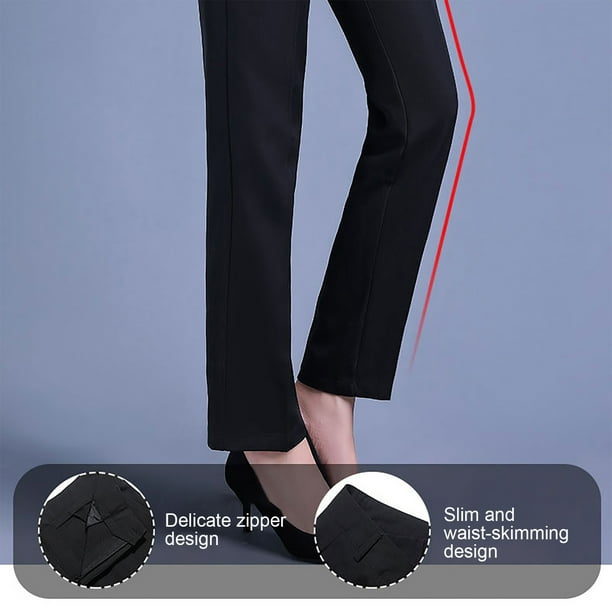 Pantalones de oficina para mujer, pierna recta, elásticos, pantalones de  yoga de cintura alta, pantalones de negocios con bolsillos