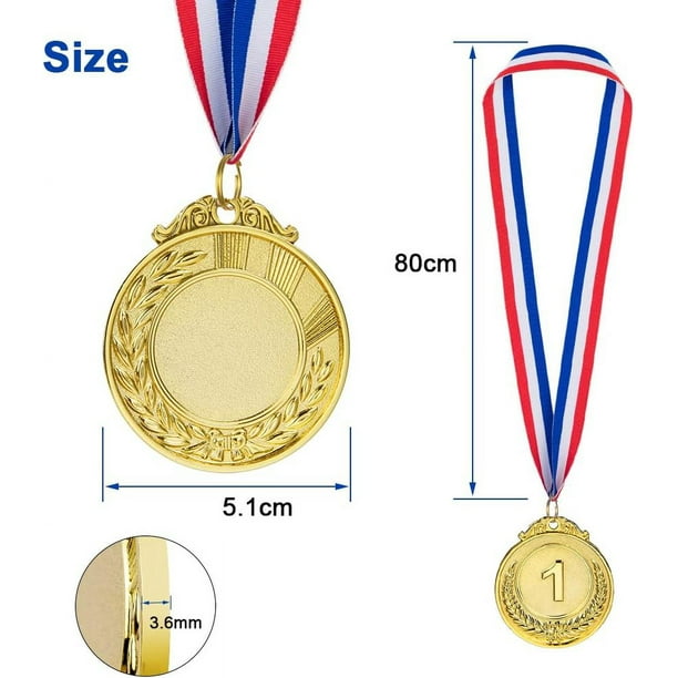 7 Piezas Medallas Infantiles, Medalla de Oro de Plástico con