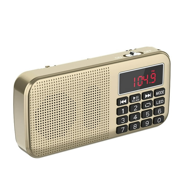 Radio portátil, fm con batería recargable de gran capacidad (3000 mah),  soporte Mp3/sd/usb/aux, dorado JAMW Sencillez