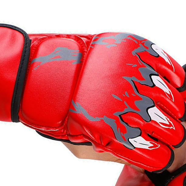 MMA-guantes de medio dedo para hombre y mujer, Manoplas de