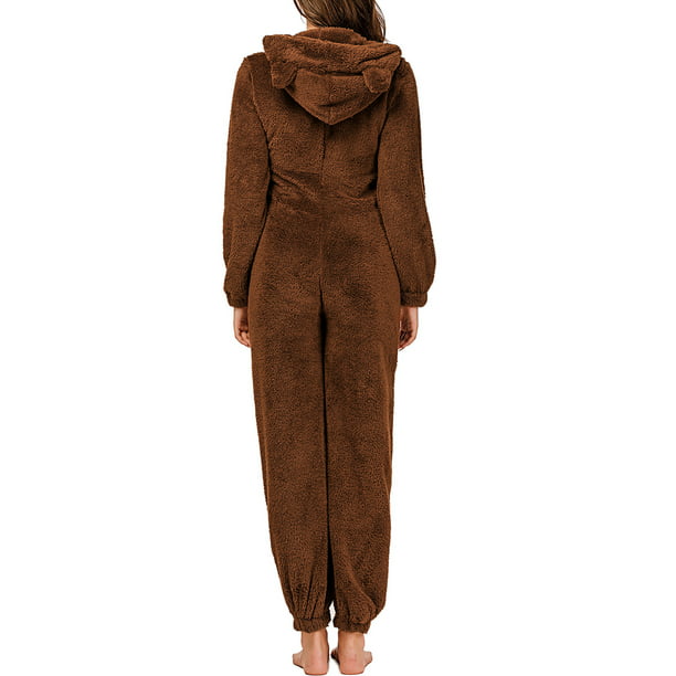 ajo apretado barrer Pijama de forro polar para mujer, con capucha, peludo, cálido, mono, mono,  ropa de dormir Irfora Café/3X-grande | Walmart en línea