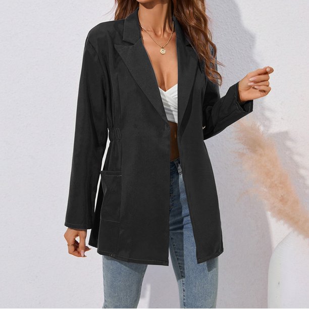 Trajes Chaqueta Mujer; Solapa Color Sólido Manga Larga Blazer Moda