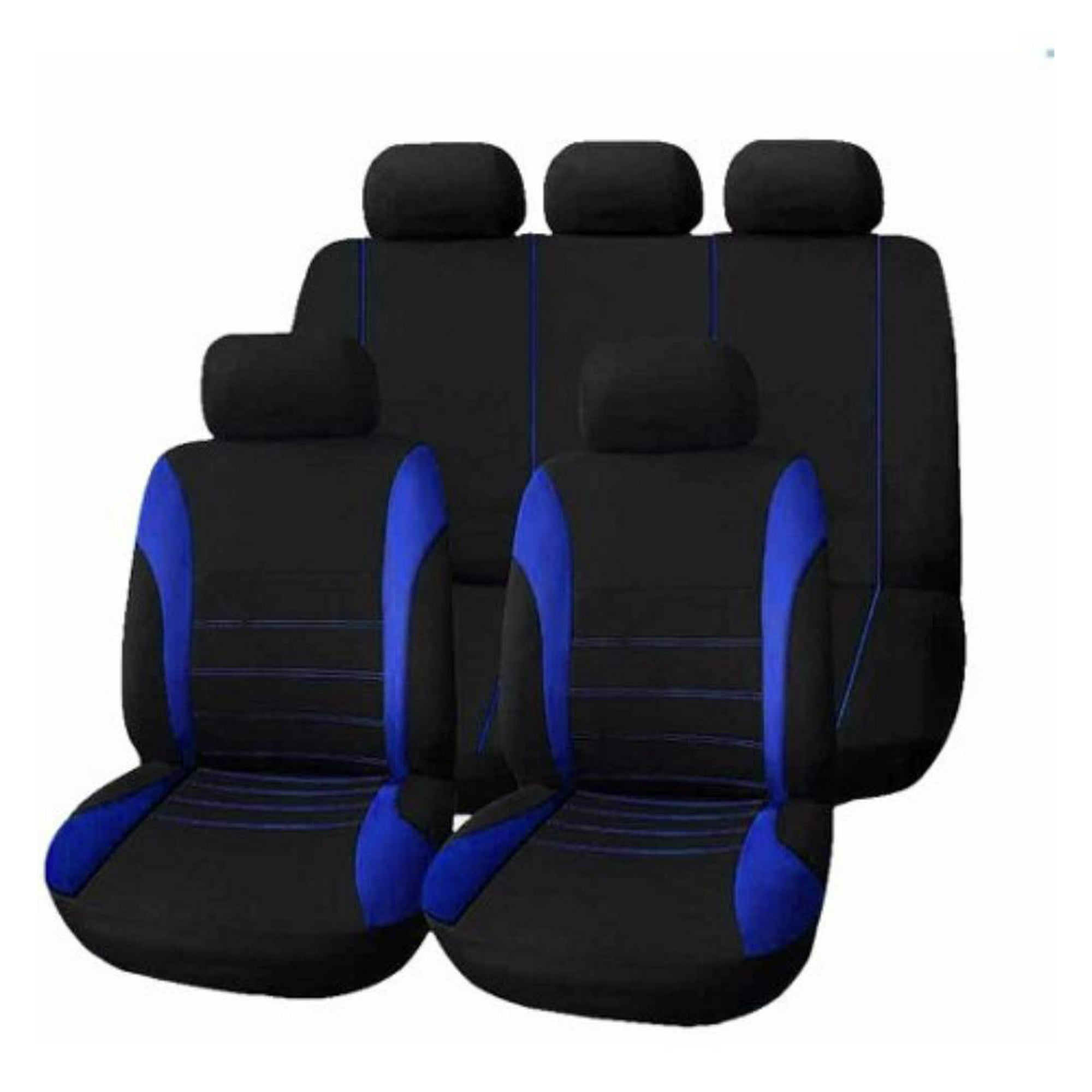 2 x Cubre Asientos Protector para coches Universal Negro Azul Cueros