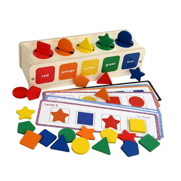 Caja de clasificación de madera, juguetes Montessori para niños pequeños de  1 a 3 años de edad, juegos a juego con formas de color, actividades de