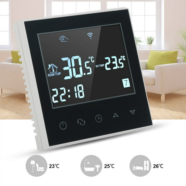 Termostato de calefacción inalámbrico WiFi programable pantalla táctil LCD  Digital Control de aplicación 110V negro NikouMX Muebles