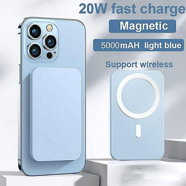 Banco de energía magnético para iPhone, batería externa Macsafe, cargador  inalámbrico para iphone 12, 13, 14