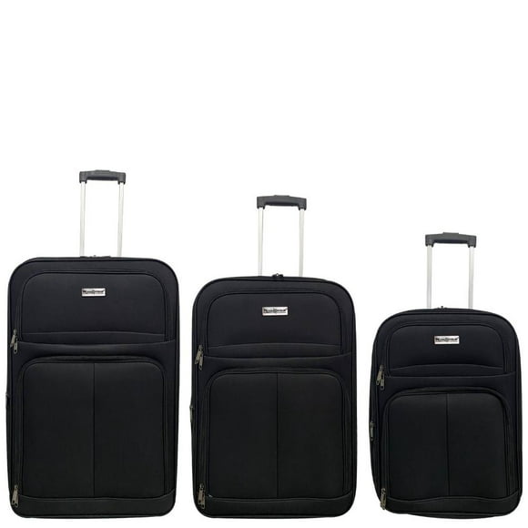 set de 3 maletas alcalá 20 24 y 28 expandibles sistema dos ruedas peak tour negro 20 24 y 28