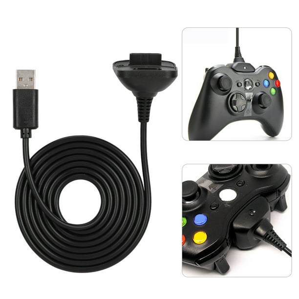 Cargador Xbox 360 por Cable de Carga de Controlador inalámbrico para Juegos  de Xbox 360 Bicolor(Negro) Amonsee No