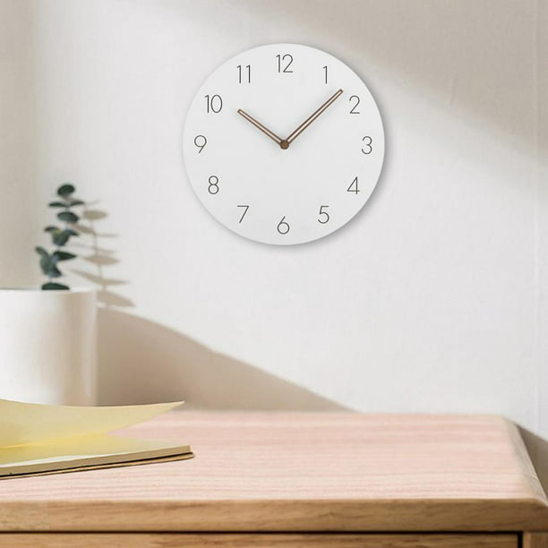 Reloj de pared de pulgadas, silencioso, elegante, para sala de , decoración  para hogar, reloj colgante Simple, relojes de movimiento blanco Colco Reloj  de pared