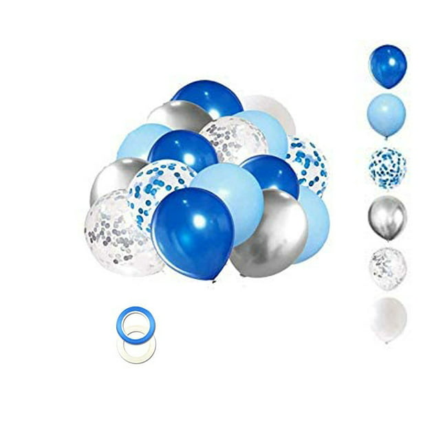 12 unidades/juego de globos de látex y papel de aluminio azul para