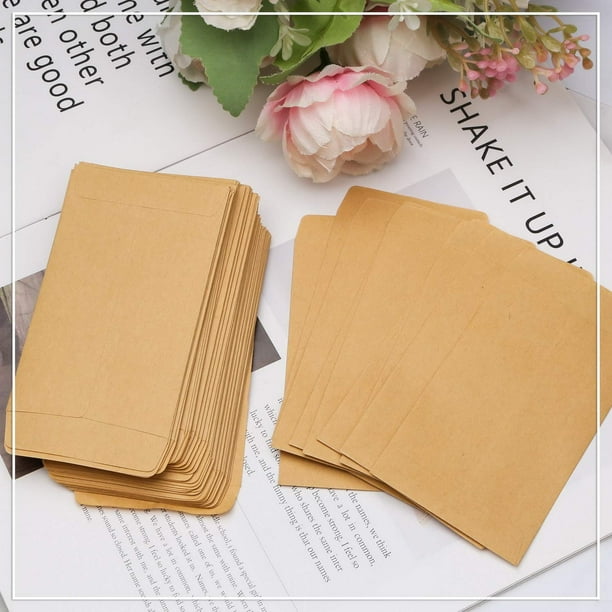  Mini sobres de papel kraft marrón kraft para tarjetas