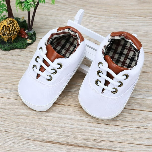 Bolsa Prewalker Zapatos Bebé recién nacido Cordones Lona Zapatos de suela blanda (Blanco. 12 cm) Ehuebsd Nuevos | Walmart en línea