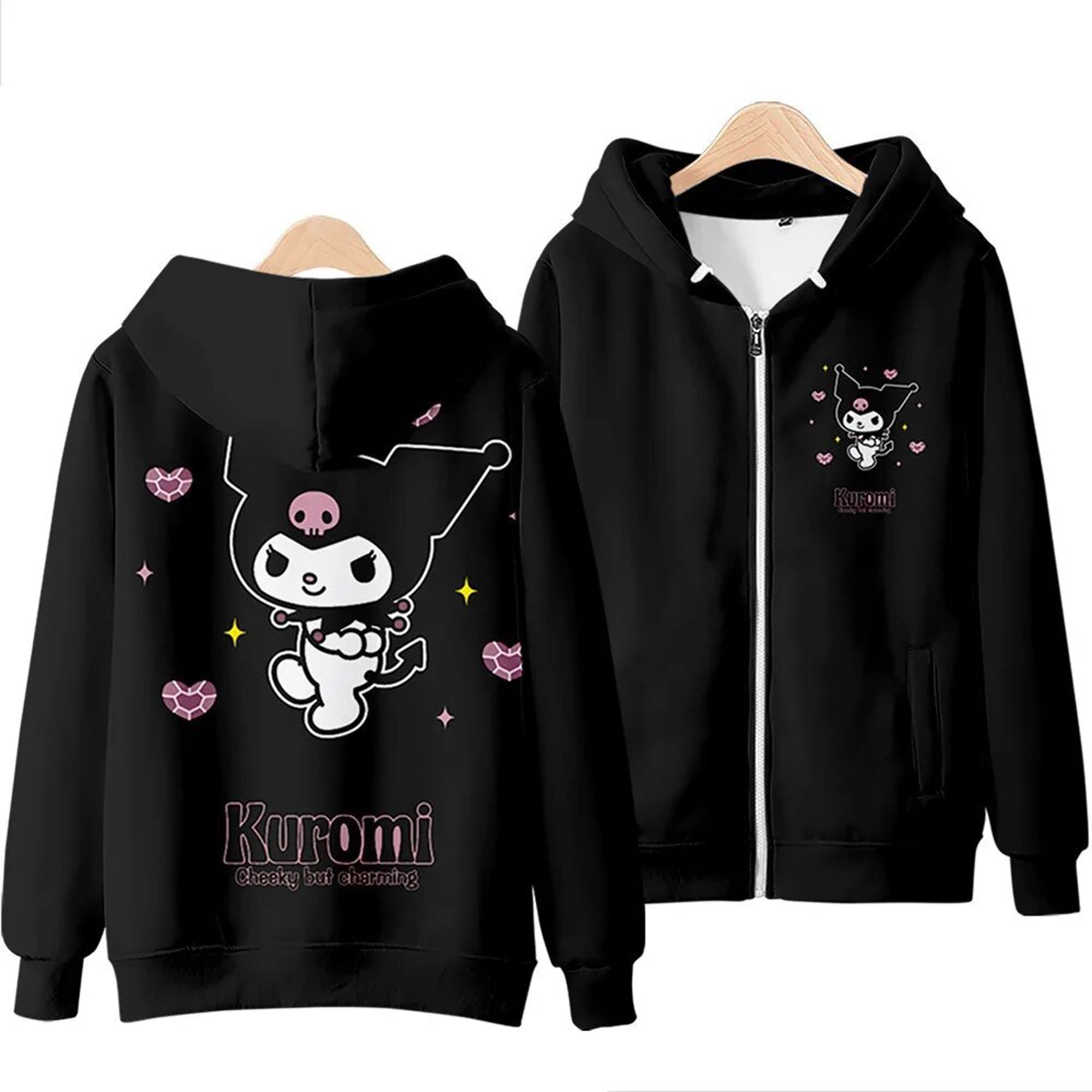 Sudadera Con Cremallera 3d Sanrio Kuromi Sudadera Con Capucha De Estilo Lindo Informal Cálida