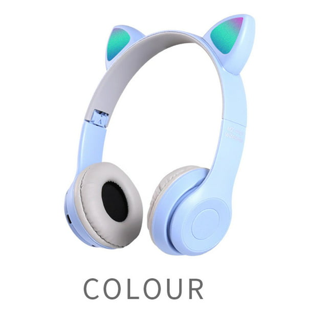 Comprar Auriculares inalámbricos con Oreja de Gato, cascos Bluetooth 5,0,  casco de música estéreo RGB, teléfono móvil con micrófono, regalo para  niños