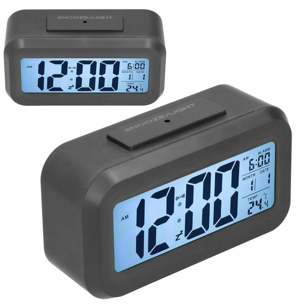 Reloj despertador digital electrónico Lámpara de escritorio: Reloj de mesa  digital sin tictac Pantalla LCD grande Reloj despertador con luz LED para