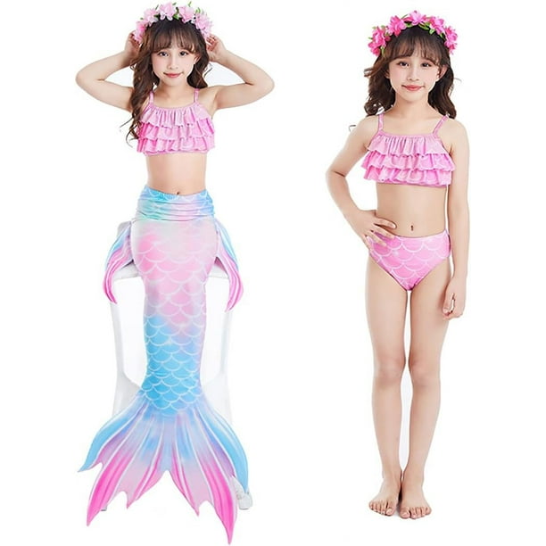 Colas de sirena para nadar para niñas, traje de baño para nadar, trajes de  baño para niños, regalo de cumpleaños de 3 a 12 años (sin monoaleta)