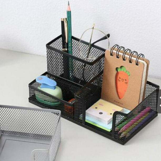Portalápices para escritorio, soporte para bolígrafo con función de  rotación de 360 grados, organizador de bolígrafos de malla de alambre para
