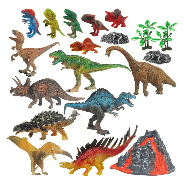 Paquete de Dinosaurios de exterior exterior exterior de 19 Juguetes para Y  Niñas 3 de Antigüedad Y Plástico Surtido de Dinosaurios con Fósile Yotijar  Figuras de dinosau