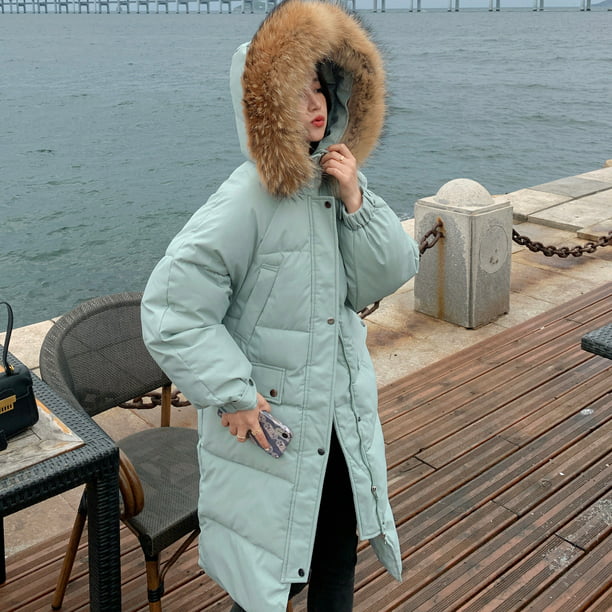 Abrigo largo cálido para mujer Sudadera con capucha Chaqueta de